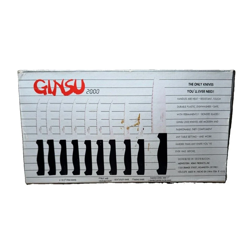 Vintage Ginsu 2000 10-Piece Gourmet Kitchen Knife Set Stainless Steel